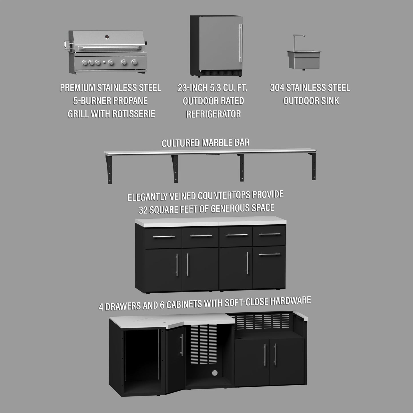 Emory Corner Outdoor Kitchen Island and Bar – Right