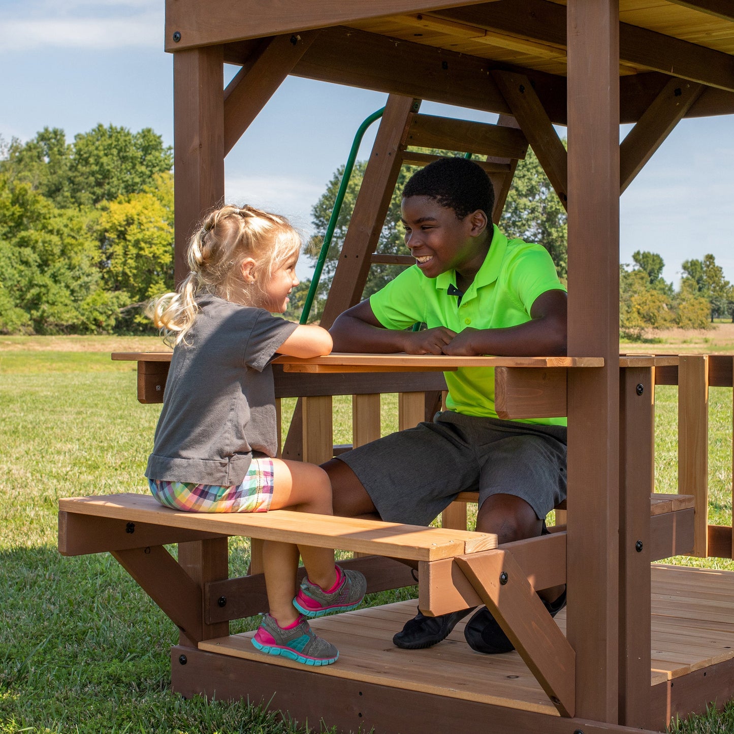 SpaVida Skyfort II Swing Set with 10-Foot Wave Slide