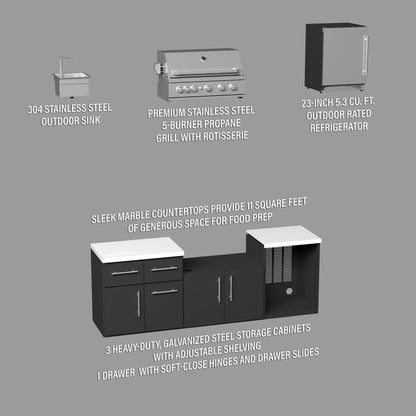 Emory 9' Galvanized Steel Outdoor Kitchen Island