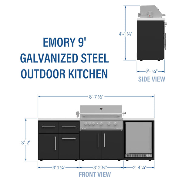 Emory 9' Galvanized Steel Outdoor Kitchen Island second view