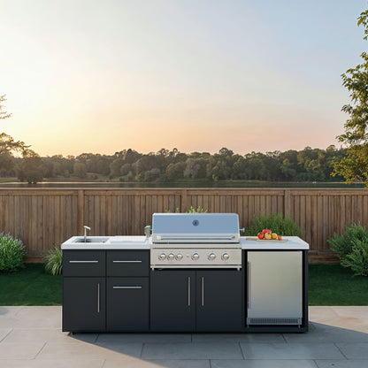 Emory 9' Galvanized Steel Outdoor Kitchen Island