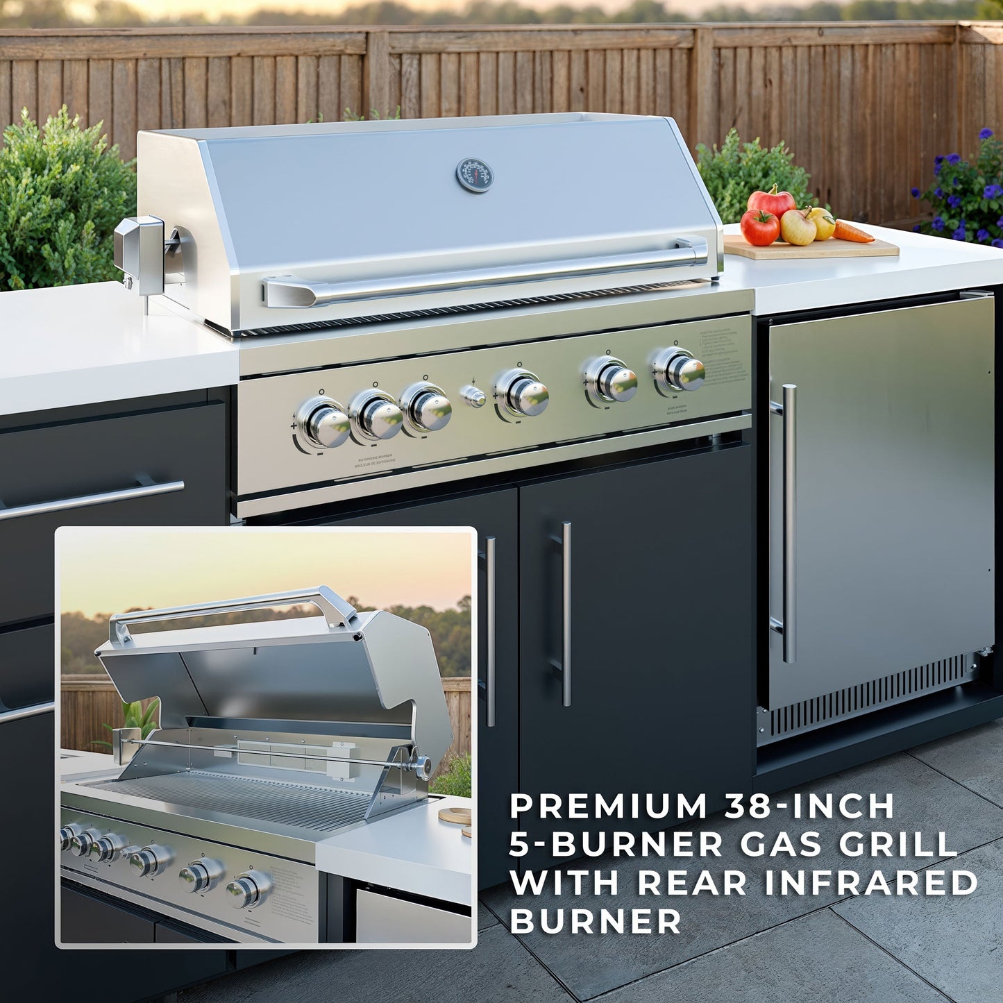 Emory 9' Galvanized Steel Outdoor Kitchen Island