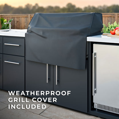 Emory 9' Galvanized Steel Outdoor Kitchen Island