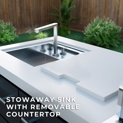 Emory 9' Galvanized Steel Outdoor Kitchen Island