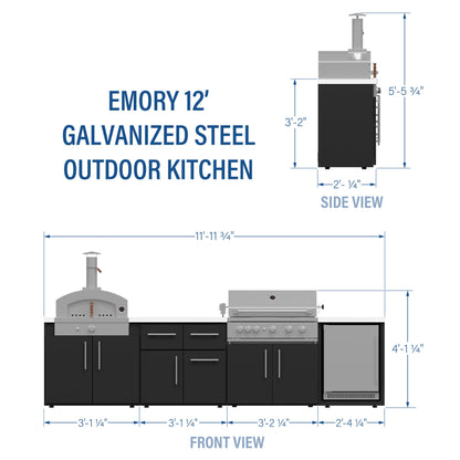 Emory 12' Galvanized Steel Outdoor Kitchen Island