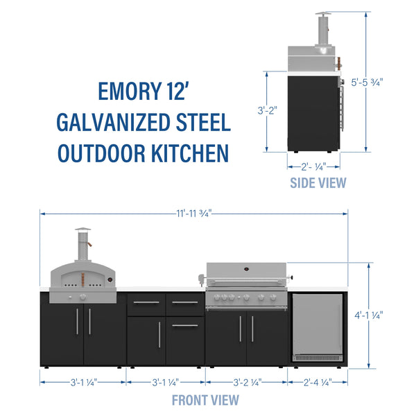 Emory 12' Galvanized Steel Outdoor Kitchen Island second view