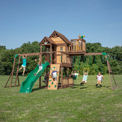 SpaVida Skyfort II Swing Set with 10-Foot Wave Slide