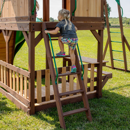 SpaVida Skyfort II Swing Set with 10-Foot Wave Slide