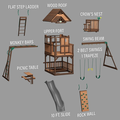 SpaVida Skyfort II Swing Set with 10-Foot Wave Slide