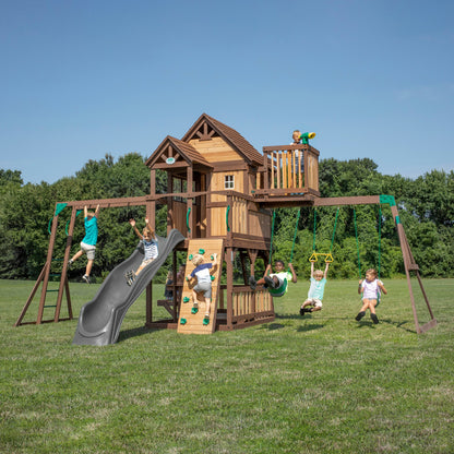 SpaVida Skyfort II Swing Set with 10-Foot Wave Slide