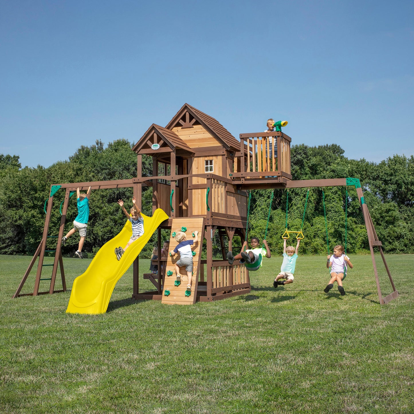 SpaVida Skyfort II Swing Set with 10-Foot Wave Slide